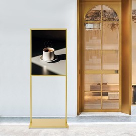 Eapmic Adjustable Floor Standing Poster Stand, Double-Sided 22x28 Inch Large Size Sign Holder for Business & Storefront Advertising (Gold)