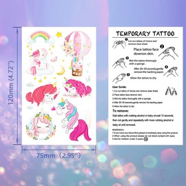 FANOSHONLTD 12 Pcs Unicorn Glitter Cute Kids Girls Temporary Kids Gift Reward Stickers Rainbow Kids Unicorn Face Stickers Birthday Party Props Cosplay Fancy Dress Props for Ladybug Cultural Festival School Festival Face Arm Long Lasting Easy to Apply