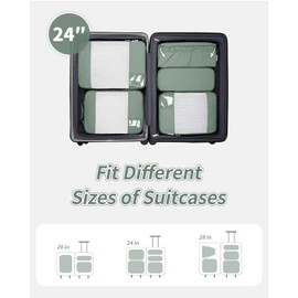 Narwey 5 Set Compression Packing Cubes for Suitcases and Backpack, Suitcase Organiser Bags Travel Packing Cubes for Carry on Hand Luggage Travel Essentials Bag for Women and Girls (Green)