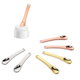 Lusofie 12 Pcs Cosmetic Spatula Tiny Spoons Reusable Mini Spoon Lotion Applicator Eye Cream Applicator Metal Mini Spoons for Face Mask Eye Cream