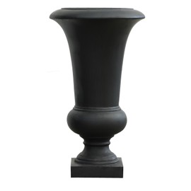 HomeStock Nordic Haven 22.75" H Black Slim MgO Urn Planter with Turned Pedestal Base, Matte Black Finish, Indoor and Outdoor Home Decor Accent Planter Urn