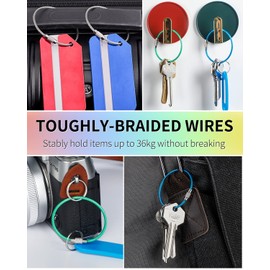 Uniclife 12cm Wire Keychain Cable in 6 Assorted Colors Large Stainless Steel Key Ring Loop Holder for Outdoor Hiking Heavy Duty Connectable Luggage Tag Keeper for Sport and Travel, 20 Pack