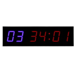 Fitness Timer Wall Clock Fitness Timer 12/24 Hour Clock Stopwatch Countdown Interval Timer 6-Bit 1.8 Inch LED Clock Training Timing with Remote Control AC110~240V (EU Plug)