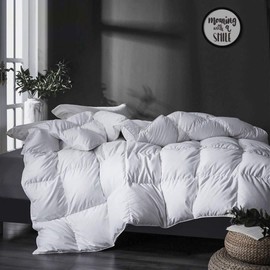 APSMILE Luxurious Oversized Queen Down Feather Fibers Comforter, Ultra-Soft Down Feather Fibers Duvet, Hotel Collection Down Feather Fibers Comforter All Season Fluffy Duvet Insert (98x98, White)
