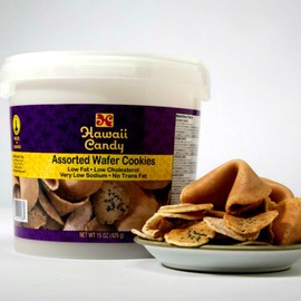 Hawaii Candy Assorted Wafer Cookies 15 ounce bucket