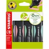 Eco-Friendly Highlighter - STABILO GREEN BOSS Pastel - Pack of 4 - Touch of Turquoise, Hint of Mint, Pink Blush, Lilac Haze