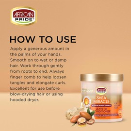 African Pride Acondicionador Shea Miracle Leave In (Paquete de 3) - Contiene Manteca de Karité y Mango Africano para Alisar Rizos, Bobinas y Ondas, Nutre El Cabello, 15 Oz