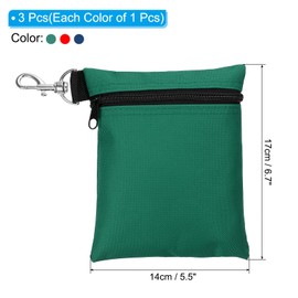 PATIKIL Zipper Golf Tee Pouch 6.7 x 5.5 Inch, 3 Pack Valuables Golf Tee Bag Golf Bag Accessories with Clip for Men Women Storage, Dark Green/Red/Dark Blue