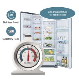 zalati Fridge Thermometer 2pcs Refrigerator Freezer Thermometer 430 Stainless Steel 52 mm Dial with 4 Colors TMP Zones for View Reminder