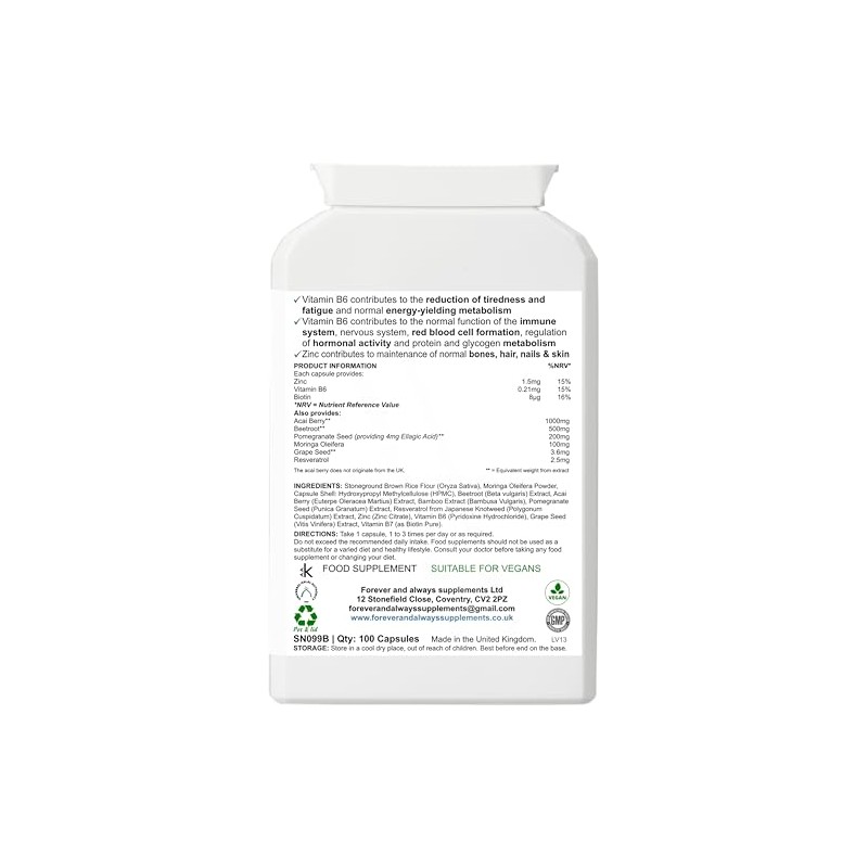 Berry Immune Boost, Brazilian Acai Berry Capsules, with Beetroot, Zinc,