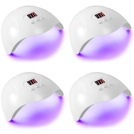 Baquler 4 Pcs UV LED Nail Polish Lamp 54W Nail Dryer with 18 Beads 3 Timer Setting LCD Touch Display Screen White Curing Gel LED Dryer for Polish Light Women