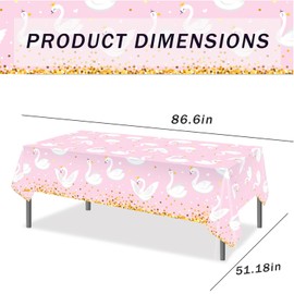 2 PCS White Swan Plastic Tablecloth, Disposable Ballet Tablecloth, Rectangular Table Cover, Wedding Birthday Party Decoration Supplies 86 x 51 inches