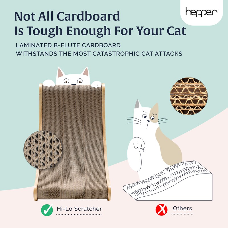 Hepper Hi-Lo Cardboard Cat Scratcher with Real Wood & Metal