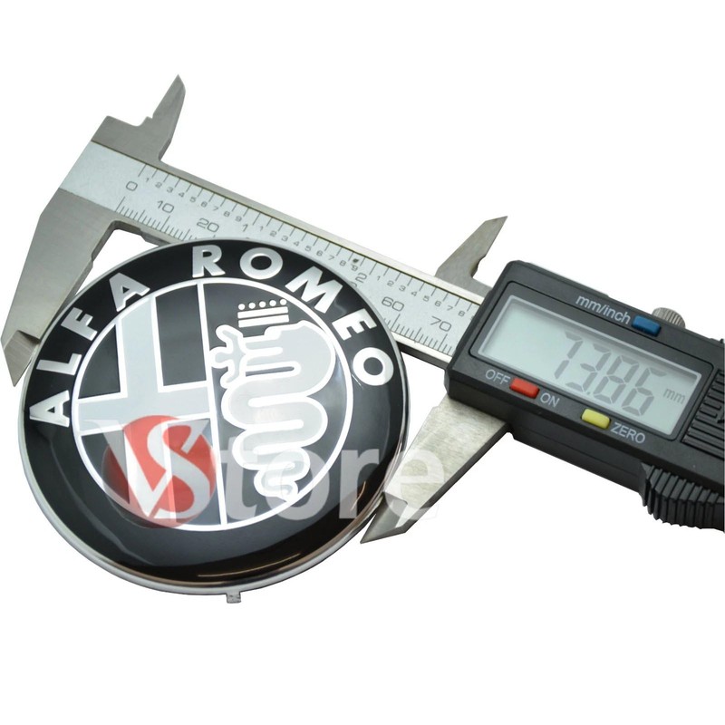 2 Emblems Compatible with Alfa Romeo Car Logo 74mm Black