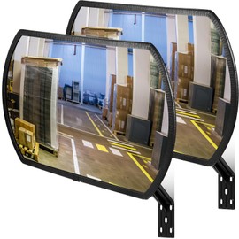 Geetery 2 Pcs 24'' X 15'' Garage Convex Security Mirror Outdoor Indoor Round Rectangular Acrylic Traffic Corner Mirror Blindspot for Wall Parking with Protective Film for Driveway