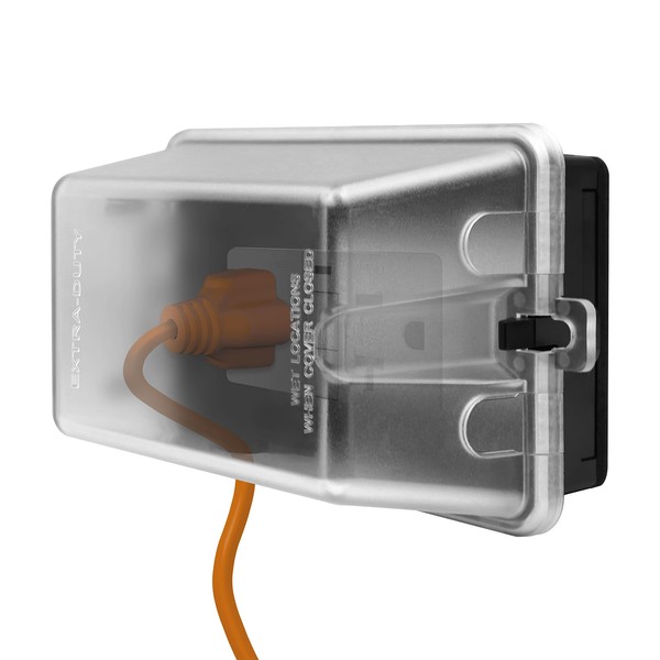 ENERLITES Extra-Duty Weatherproof Enclosure, Outdoor Outlet Cover, Outdoor Decorator/GFCI Receptacles, Dual Installation, Horizontal or Vertical Use, 1-Gang 6.1” x 3.4” x 2.8”, Clear Cover, IUC1HV-D