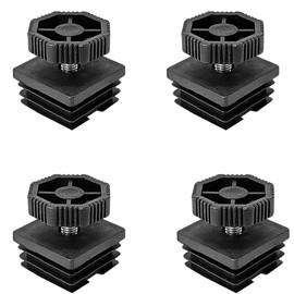 4-Pack Furniture Leveler Chair Leg Leveling Feet Square Tube Insert Kits 38 x 38mm M8 Threaded Furniture Feet End Caps, Black