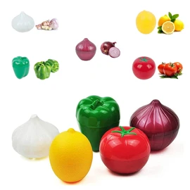 Cc - DMHH & Storage Container Refrigerator, Vegetable Onion, Lemon, Green Pepper, Tomato, Garlic Preservation 5-Piece Set, Green,Yellow