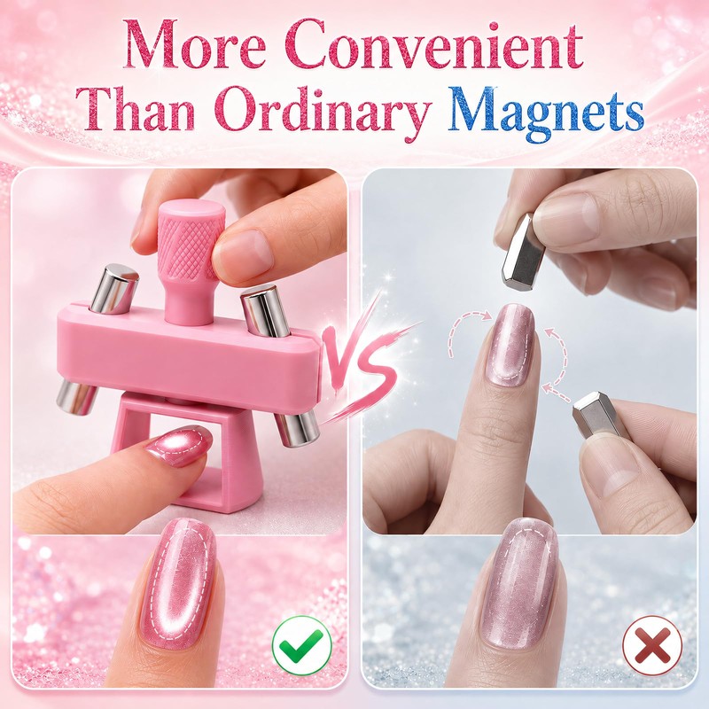 2Pcs Automatic Cat-Eye Nail Magnet for Cat Eye Gel Polish,