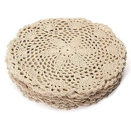 Lobamop Pack of 12 Vintage Cotton Mat Round Hand Crochet Lace Doilies Flower Coasters Lot Household Table Decorative Craft Accessories