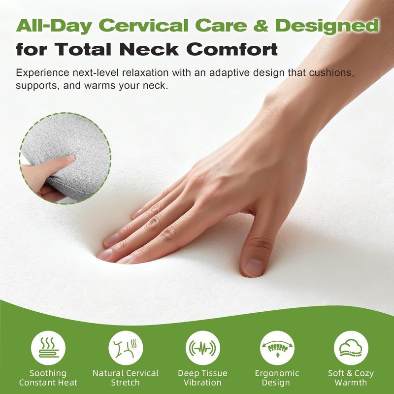 3-in-1 Neck Massager Pillow with Heat, Vibration & Gentle Traction