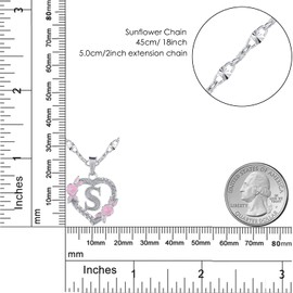 Qitian Christmas Gifts for Her Initial Heart Necklace for Women Heart Silver Letter S Name Alphabet Pendant Necklace for women Gift