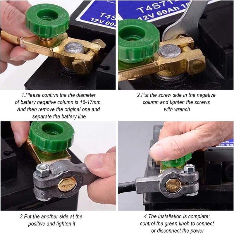 3Pcs Top Post Battery Disconnect Switch, Quick Cut Off for