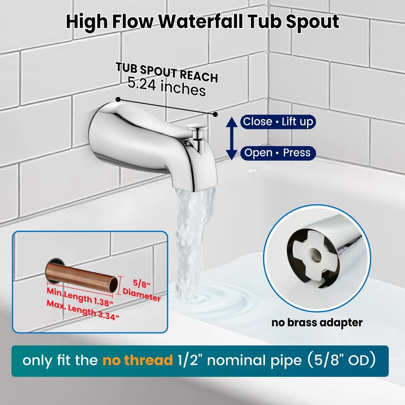 gotonovo 2 Handles Tub Shower Faucet Set,Bathtub Faucet Set with