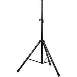K&M König & Meyer 21436.177.55 Speaker Stand | Height Adjust w/Push-Button Lock | Cross Leg Brace | Light-Folds Compact | Mounting Aide/Adaptor Sleeve Included | Max Load 88 lbs | German Made | Black