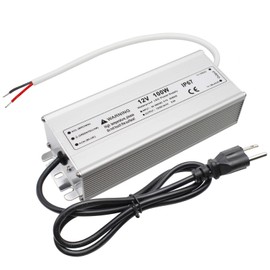 100W 12 Volt LED Power Supply, Waterproof IP67 LED Driver, 110V AC to 12V DC Converter, LED Transformer Low Voltage Output with 3-Prong Plug 3.3 Feet Cable for LED Light Strip, 8.5Amp
