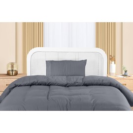 Utopia Bedding Duvet Cover - Single Duvet Cover Set with Embroidered Pillowcase - Soft Microfibre Polyester Bedding (Grey)