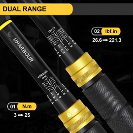Uharbour Torque Wrench 1/4, 3-25 Nm Torque Wrench Bicycle & Motorcycle, 0.1 Nm Micro Adjustment with Lock, ±3% Error Accuracy Torque Wrench with 72 Teeth