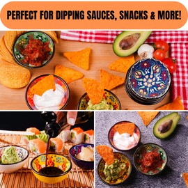 BCS Ceramic Pinch Bowls Set of 6, Small Bowls for Dipping - Cooking Prep & Charcuterie Board Bowls, Soy Sauce Dish, Multicolor Handmade Decorative Serving Dishes (3.2'' - 3 oz)
