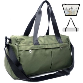 Gym Bag 3.0 Durable Designed Duffel Bag with Shoe Compartment Including 2 Detachable Wet-Compartment WoMen & Men, Army green, Women-men