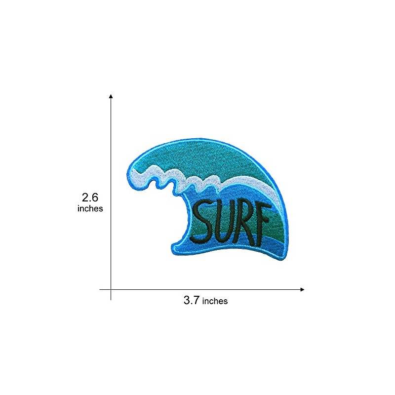 KLORIZ Surf Embroidered Iron On Sew On Patch Sea Wave