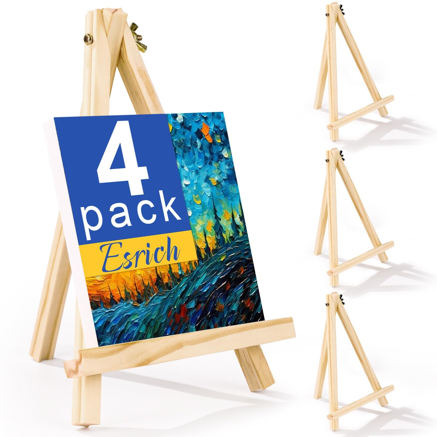 ESRICH 4 Pack 9 Inch Wood Easels, Easel Stand for Painting Canvases ...