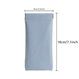 Ldirect 3 Pack Leather Eyeglasses Cases PU Soft Sunglasses Pouch Squeeze Top Portable Glasses Cases for Men Women (Blue Blue Blue)