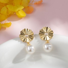 Pearl Drop Earrings for Women | Gold Plated Dangle Earrings Jewellery Gifts For Women Girls Girlfriend Sister Daughter for Birthday Christmas