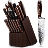 15-Piece Knife Set With Block Wooden,Self Sharpening For Chef Knife