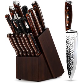 15-Piece Knife Set With Block Wooden,Self Sharpening For Chef Knife Set,Boxed Knife Set，Kitchen Knife Set