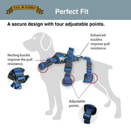 Tail Blazers Anti-Escape Dog Harness. Adjustable No Pull, Reflective, Breathable, Padded. Ideal for Puppy Essentials. Small to XL Breeds, Perfect Collars, Harnesses & Leads for Dogs. (Blue, XLarge)