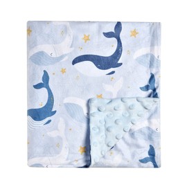 Baby Blanket Super Soft Minky Blanket with Double Layer Dotted Backing Blue Whale Security Blanket for Newborns Nursery Stroller Receiving Toddlers Crib Bedding for Boy or Girl(30 x 40 Inch)