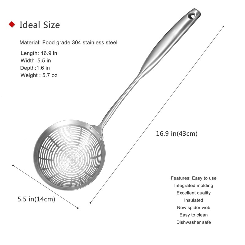 Collfa Cooking Skimmer 304 Stainless Steel Spider Strainer Handheld Metal