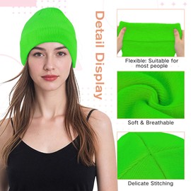 Unisex Beanie Hat Warm Winter Hats Soft Knit Hat Plain Skull Caps for Men Women Lightweight Beanie Fluorescent Green