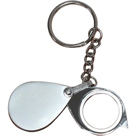 Silver 20X Pocket Magnifier Gift Metal Folding Glass with Key Chain Jewelry Loupes Lens 22mm for Reading Labels Magnifier Keychain Visual Impairment Aids, Car Keychain