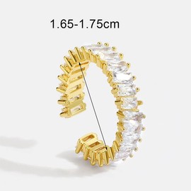 Tadipri 1 piece stone ring with zirconia crystals, open rings set eternity rectangle women's gold stone ring, gold jewellery girl ring, suitable for birthday gift, Zirconia, crystal