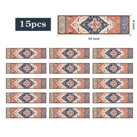 Lahome Stair Treads Non Slip 15 Pack 8" X 30" Stair Treads for Wooden Steps, Washable Self Adhesive Stair Runners Stain Resistant Stair Carpet, Edging Stair Rug for Kids, Elders and Dogs (15pc, Rust)