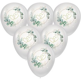 10 Balloons Wedding Hearts Around Eucalyptus White Eucalyptus Golden Hearts Festive Balloons Wedding Marriage Valentine's Day Decoration