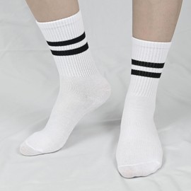 KOOOGEAR 3 Pairs Non-Slip Yoga Socks Pilates Socks for Women,Anti Slipper Stripes Long Crew Grip Socks (UK, Numeric, 4, 7, Regular, Regular, 3 Pairs White)
