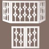 Etna White Floral Wooden Pet Gate - Freestanding Foldable Adjustable